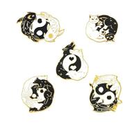 Goth Halloween - Set di perni smaltati con fantasma, gatto nero, falena, strega, serpente horror, scheletro per risvolti, normale, Metallo non prezioso