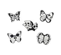 Goth Halloween - Set di perni smaltati con fantasma, gatto nero, falena, strega, serpente horror, scheletro per risvolti, normale, Metallo non prezioso