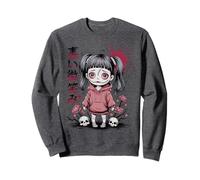 Goth Kawaii Creepy Doll giapponese Kanji Design Horror Anime Felpa