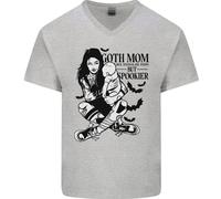 Goth Mum Like A Regolare But Spookier Gotico Uomo Scollo A V Cotone T-Shirt