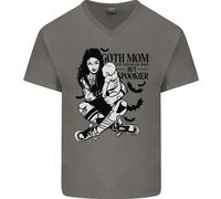 Goth Mum Like A Regolare But Spookier Gotico Uomo Scollo A V Cotone T-Shirt