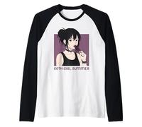 Goth Ragazza Estate Scuro Occulto Emo Anime Manga Maglia con Maniche Raglan