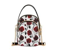 Goth Red Black Halloween Thorn Rose tracolla in pelle alla moda con multi tasche borse a mano per le donne per le madri
