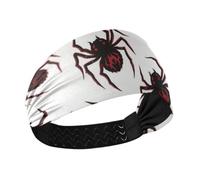 Goth Rosso Nero Halloween Pizzo Ragno Antiscivolo Estate Fasce per le donne Elastico testa fasce per il sudore per le donne per il tennis lavaggio viso escursionismo Corsa