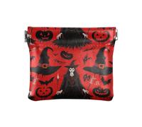 Goth rosso nero Halloween strega zucca portamonete in pelle da donna carino mini borsa trucco per donna ragazza