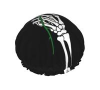 Goth Skull Love Skeleton Hand Holding Red Roses Black Cuffia Da Doccia Per Donna Con Elastici Cuffia Doccia Elastico Cuffie Capelli Per Nuoto Casa Hotel