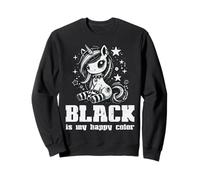 Goth Unicorn Black My Happy Color Alt Emo Ragazze Bambini Donne Felpa
