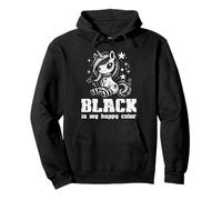Goth Unicorn Black My Happy Color Alt Emo Ragazze Bambini Donne Felpa con Cappuccio