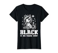 Goth Unicorn Black My Happy Color Alt Emo Ragazze Bambini Donne Maglietta