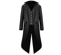 Gothden Giacca da uomo in stile vintage, frac gotico vittoriano, uniforme per Halloween, Nero , L