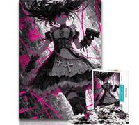 Gothic Anime Girl Puzzle für Erwachsene, 1000 Teile, schwierig, Mustermontage, Spaß bei Aktivitäten zu Hause, Geburtstagsgeschenk, Reisegeschenke, 38x26cm