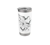 Gothic Bats Spider Web Moon Dark Halloween Vintage Design Bicchiere termico in acciaio inox doppia parete