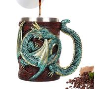 Gothic Bear Tankard - Tazza da drago medievale 3D, motivo con pietre da caffè in acciaio inox per gli appassionati di draghi, tazza da festa gotica, decorazione da piscina da collezione per tema