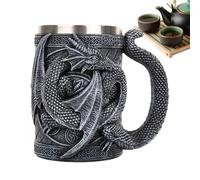 Gothic Bear Tankard - Tazza da drago medievale 3D, motivo con pietre da caffè in acciaio inox per gli appassionati di draghi, tazza da festa gotica, decorazione da piscina da collezione per tema