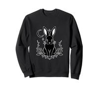 Gothic Bunny Crescent Moon Black Rose Rabbit Design Felpa