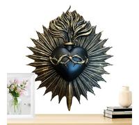 Gothic Catholic - Wall Decor Sacred Heart Resin Statue | Vintage Inspired Religious Art Piece for Living Room, Office, Study, Church, Hallway, Coffee Shop or Collector Display, 9.65x8.07x0.79in