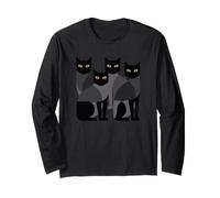 Gothic Cats Emo Grunge Punk Graphic Goth Mid-Century Modern Maglia a Manica