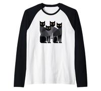 Gothic Cats Emo Grunge Punk Graphic Goth Mid-Century Modern Maglia con Maniche Raglan