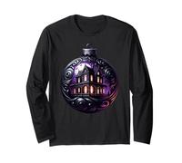Gothic Christmas Balls with Creepy Haunted House Goth Xmas Maglia a Manica