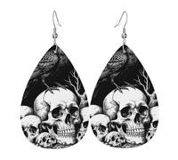Gothic Crow & Skulls Illustration Art Orecchini Penzolare Orecchini In Pelle Leggera Accessori Per Feste Decorazioni