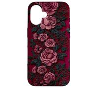 Gothic Dark Floral Black Lace Valentine Custodia per iPhone 16
