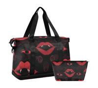 Gothic Darkness Evil Labbra Occhi Rossa Grande Borsa da Viaggio Borsa da Viaggio Borsa da Viaggio con Borsa da Toeletta per Allenamento Multifunzionale, Oscurità gotica labbra malvagie occhi rossi, 1