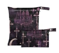 Gothic Darkness Moon Cross Viola lavabile bagnato asciutto borsa per parti del tiralatte confezione 2 elementi essenziali da viaggio per bambino con manici per palestra, bagno