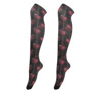 Gothic Darkness Red Chain Hearts Over The Knee Socks per le donne Casual Fashion Extra Long Over Knee High Boot Calze per ballerini scaldamuscoli lunghi per balli calcetas largas escolares para