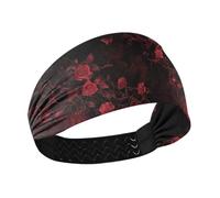 Gothic Darkness Red Rose Web antiscivolo grandi fasce per le donne Elastiche larghe fasce per capelli da donna per yoga palestra palestra tennis