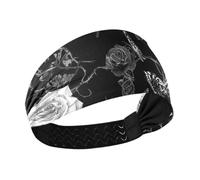 Gothic Darkness Rose Butterflies no slip sudore traspirante fascia donna elastici per capelli per yoga allenamenti lavaggio viso trucco