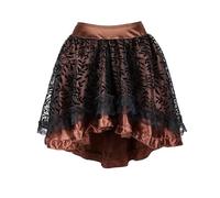 Gothic Dress Gonna Corsetto Vintage Steampunk Nera Marrone con Chiusura a Cerniera Posteriore e Sovrapposizione di Pizzo, gonne Asimmetriche(Brown,4XL)