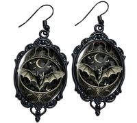 Gothic Earrings - Vintage Black Cutout Hoop Earrings | Metal Frame Dangle