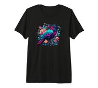 Gothic Edgar Allen Poe Nevermore Floral Crow Raven Lover Maglietta Premium