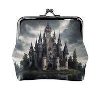 Gothic Fairy Tale Castle03 Stampa Vintage Leather Change Purse Elegante Piccolo Portamonete per le Donne Portamonete Portafoglio Mini