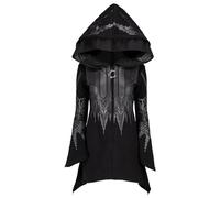 Gothic - Felpa con cappuccio da donna, lunga, nera