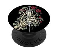 Gothic Floral Skeleton Hand Syringe Funny Nurse PopSockets PopGrip Adesivo