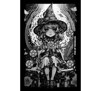 Gothic Girls - Five of Pentacles Tarot Card Notebook (Black Cover Edition): Halloween Witches - Spooky Adorable Chibi Creepy Doll, A5 Ruled Lined Notebook