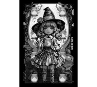 Gothic Girls - Nine of Cups Tarot Card Notebook (Black Cover Edition): A5 Ruled Lined Notebook, Halloween Witches - Spooky Adorable Chibi Creepy Doll