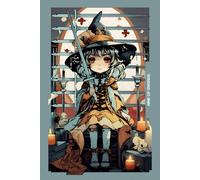 Gothic Girls - Nine of Swords Tarot Card Notebook (Color Cover Edition): Halloween Witches - Spooky Adorable Chibi Creepy Doll, A5 Ruled Lined Notebook
