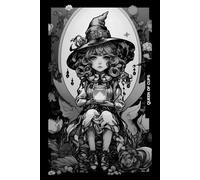 Gothic Girls - Queen of Cups Tarot Card Notebook (Black Cover Edition): Halloween Witches - Spooky Adorable Chibi Creepy Doll, A5 Ruled Lined Notebook