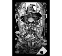 Gothic Girls - Six of Swords Tarot Card Notebook (Black Cover Edition): Halloween Witches - Spooky Adorable Chibi Creepy Doll, A5 Ruled Lined Notebook