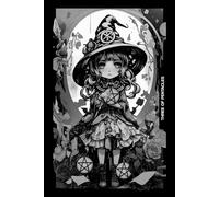 Gothic Girls - Three of Pentacles Tarot Card Notebook (Black Cover Edition): Halloween Witches - Spooky Adorable Chibi Creepy Doll, A5 Ruled Lined Notebook