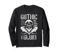 Gothic & Glory 4th of July Aesthetic Clothes USA Bandiera Dark Maglia a Manica