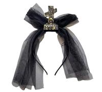 Gothic Grave Tiara - Mesh Veil Hairpiece, Scary Cosplay Costume Crown Band