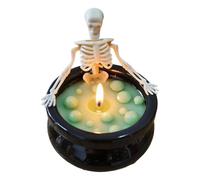 Gothic Halloween Cauldron Candle - Vintage Style Decorative Table Candles | Spooky Witch Cauldron Wax Candle Accent | For Haunted House Party, Living Room, Kitchen, Apartment, Restaurant, Home