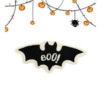 Gothic Halloween Mat, Bat Decor Rug, Absorbent Carpet for Holiday Display, Outdoor Indoor Porch Entrance, Kitchen Bathroom Bedroom with Spooky Welcome Use, 31.5x15.75 inches