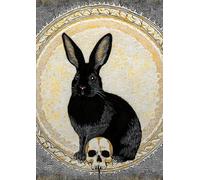 Gothic Kawaii Rabbit grid Journal with Skull Cover - A4 0.5cm (0.196 inch) Diced Paper, 120 Pages: Dark Aesthetic Graph Paper Notebook for Goth, Alt, and Cute-Style Stationery Fans