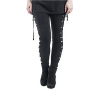 Gothic-Leggings da donna gotico, pantaloni da jogging con catene, colore nero, pantaloni cargo a vita alta, pantaloni sportivi skinny fit, leggings punk, abbigliamento hip-hop, pantaloni E-Girl