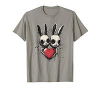 Gothic Love - Due Coniglietti con Cuore in Stile Scuro Maglietta