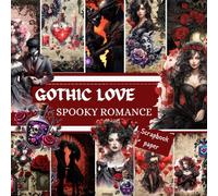 GOTHIC LOVE- SPOOKY ROMANCE SCRAPBOOK PAPER: This is a double sided craft paper, used in DIY junk journals, EPHEMERA, ORIGAMI, DECOUPAGE, MIXED MEDIA ART, Collage